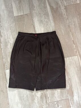 Anne Klein Black Pencil Skirt with Pink Button Accent